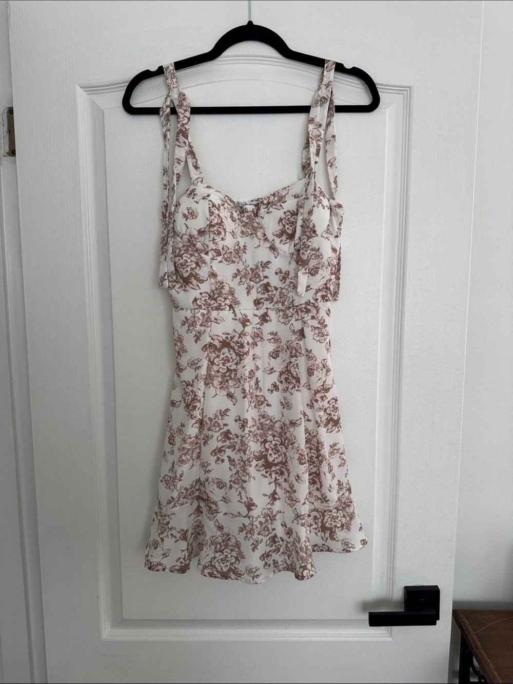 Lily Rose Cream Mini Dress with Brown Floral Print